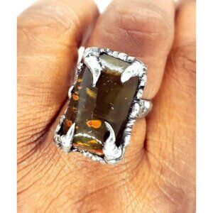 Mens gothic Ring Picasso Jasper size 9 biker medieval renaissance punk style